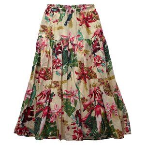 NWT Mexx Tropical Floral Maxi Skirt | Boho Cotton Tiered Skirt | Small
